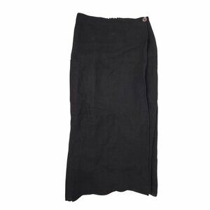 Hannah. M Women's Black Linen Lagenlook Midi Skirt Size XL
